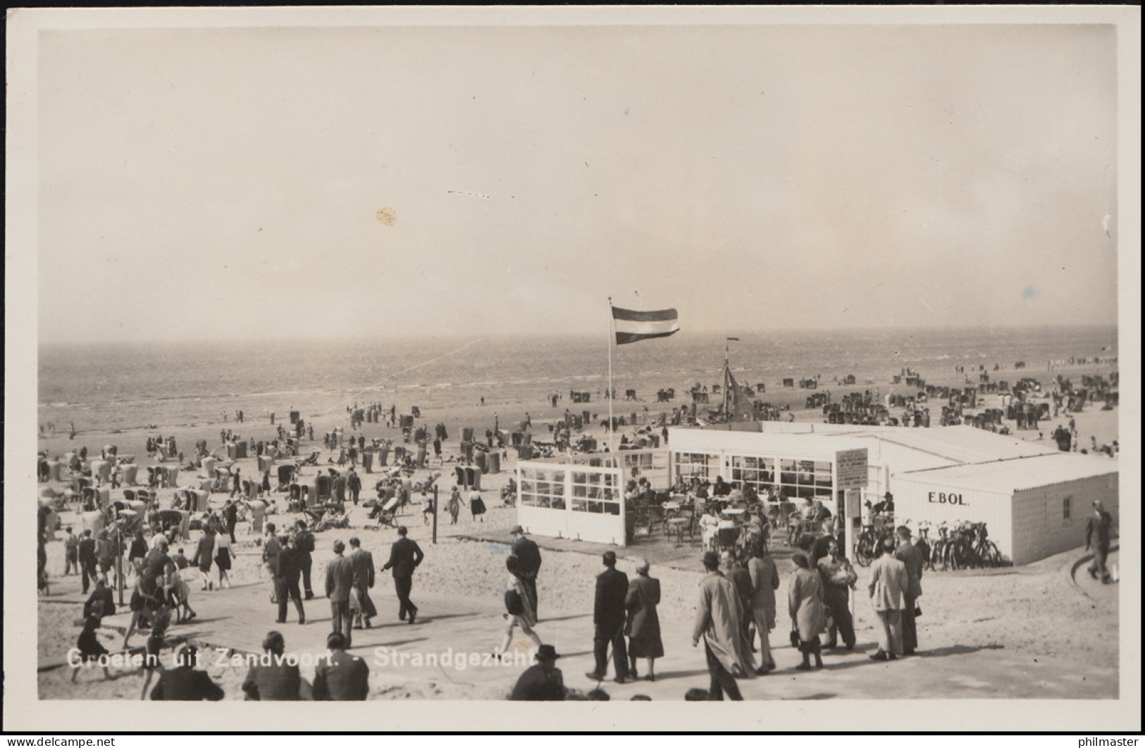 Firmenlochung/Perfin K Auf 614 Ziffer Auf AK Am Strand, ZANDERVOORT 23.7.54 - Autres & Non Classés