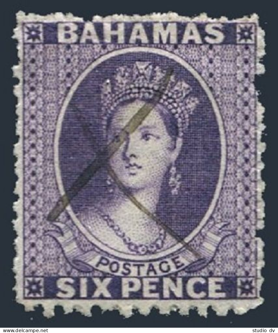 Bahamas 14, Used Pen Cancelation. Michel 7Aa. Queen Victoria, 1875. - Bahama's (1973-...)