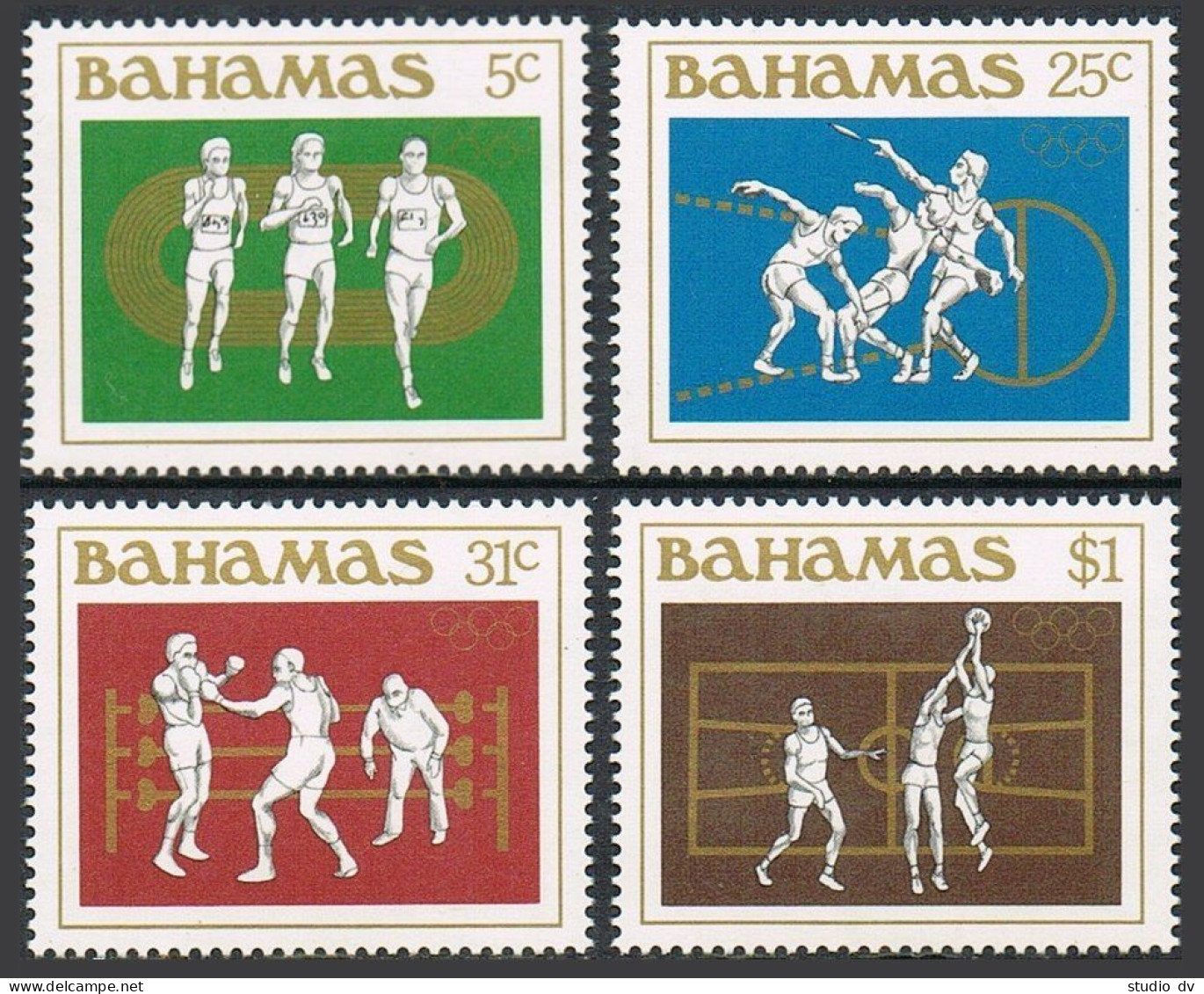 Bahamas 559-560, MNH. Michel 565-568. Olympics Los Angeles-1984. Discus, Boxing, - Bahamas (1973-...)