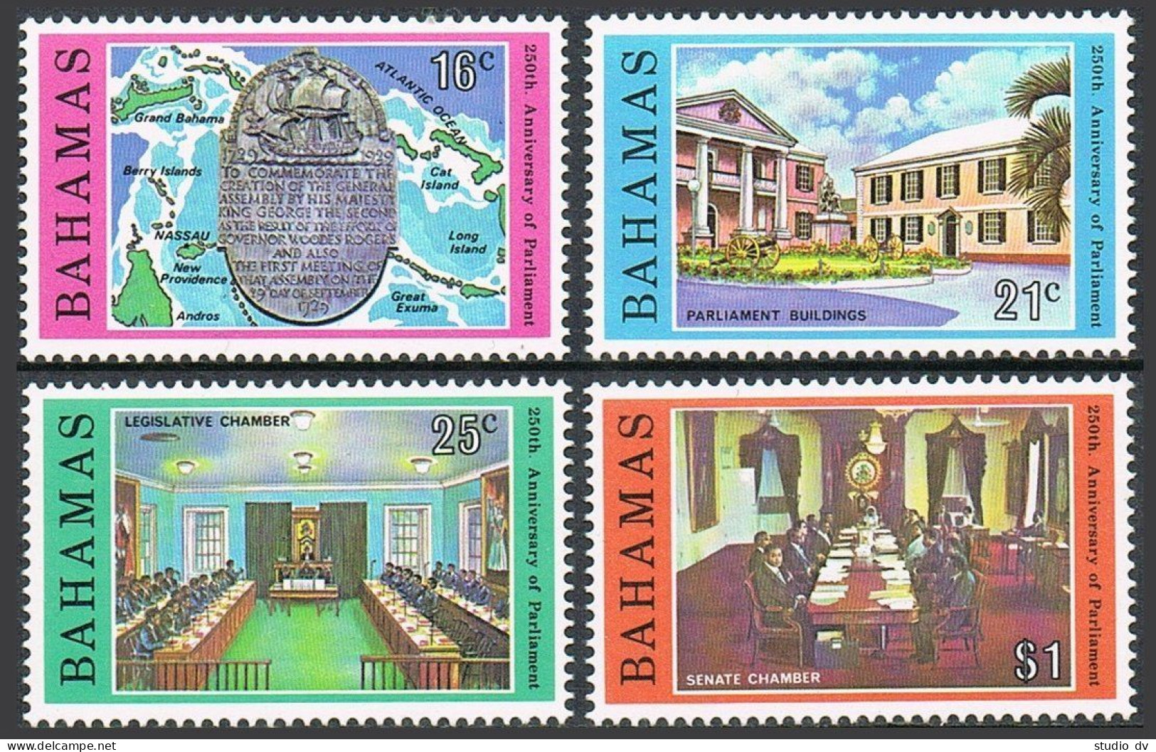 Bahamas 454-457,MNH.Michel 444-447. Parliament-250,1979.Commonwealth Plaque,Map. - Bahamas (1973-...)