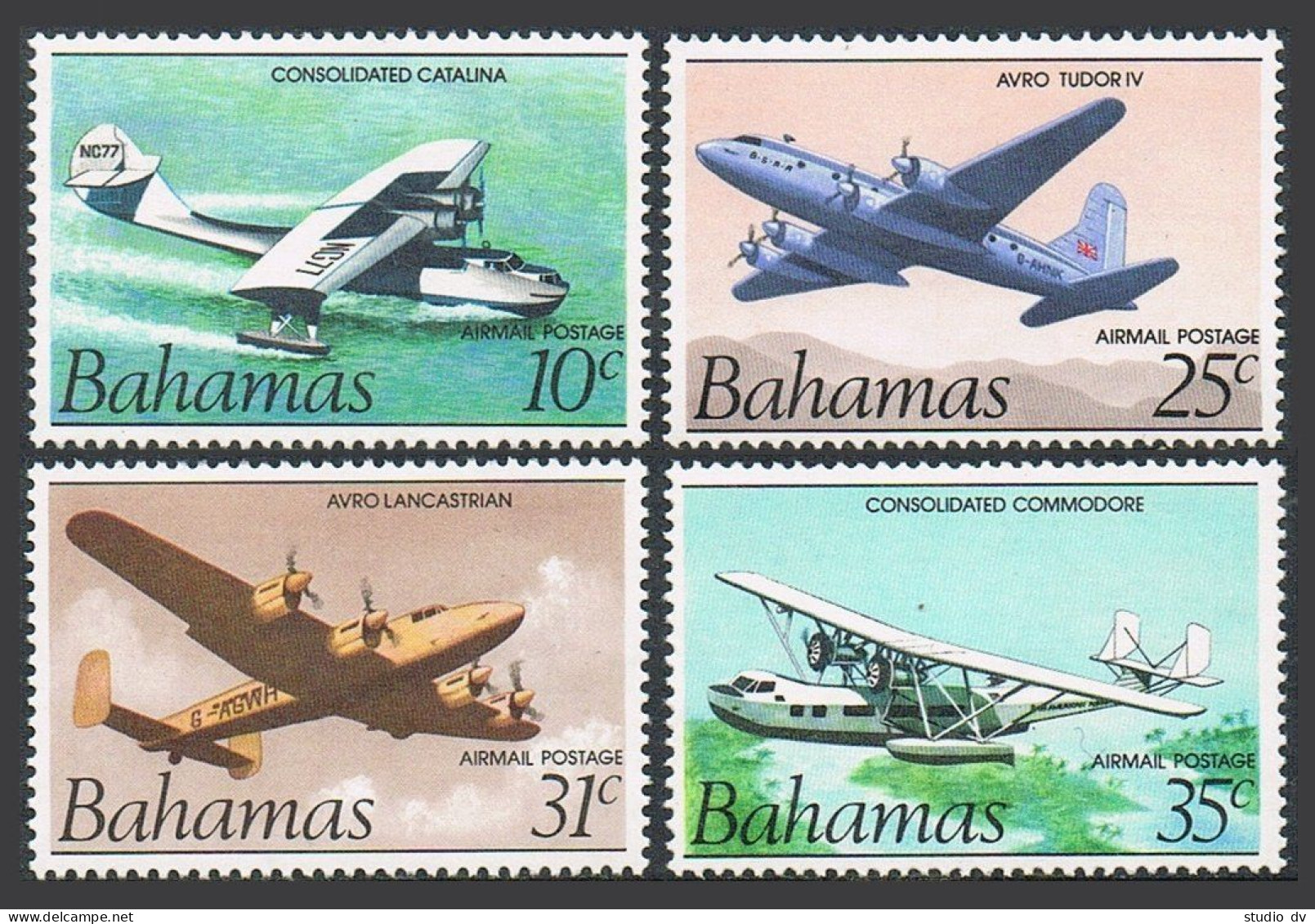 Bahamas C1a-C4a, MNH. Mi 582-585. Airplanes 1985. Consolidated Catalina, AVRO. - Bahamas (1973-...)