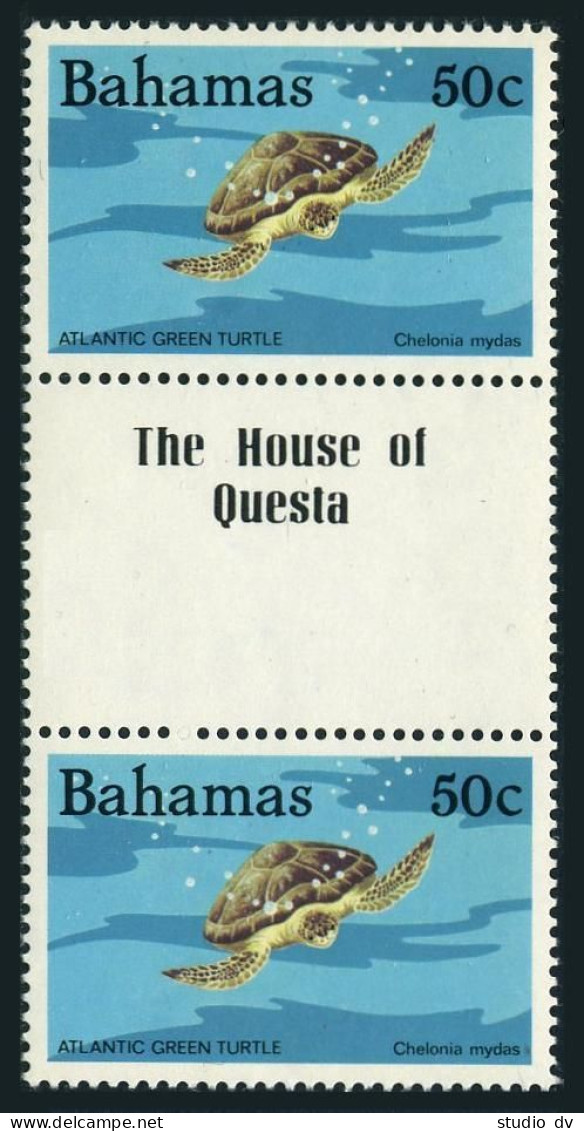 Bahamas 567 Gutter Pair, MNH. Michel 578. Atlantic Green Turtle, 1984. - Bahamas (1973-...)
