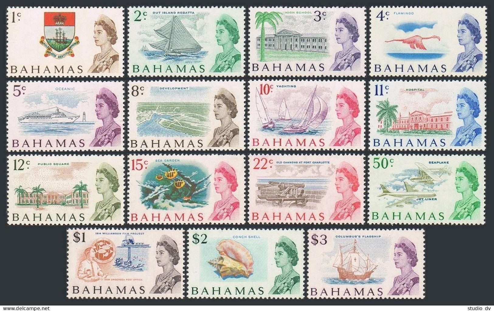 Bahamas 252-266, MNH. Mi 257-271. Regatta 1967. Flamingo, Shell,Ships,Plane,Fort - Bahamas (1973-...)