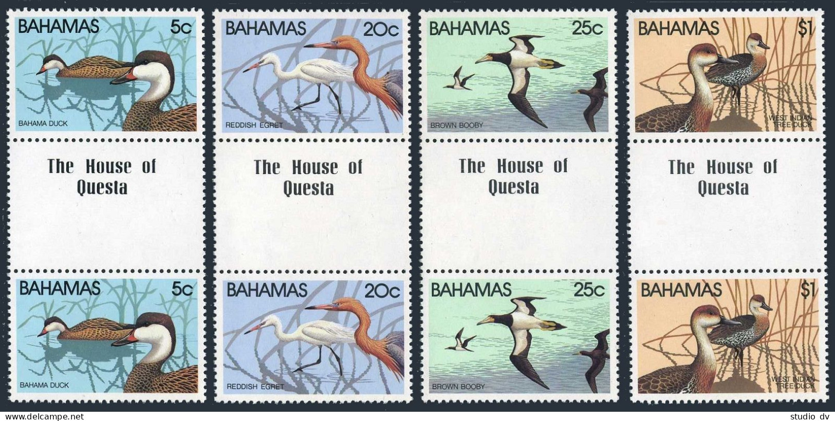 Bahamas 492-495 Gutter, MNH. Mi 482-485. Birds 1981. Ducks, Reddish Egret,Booby. - Bahama's (1973-...)