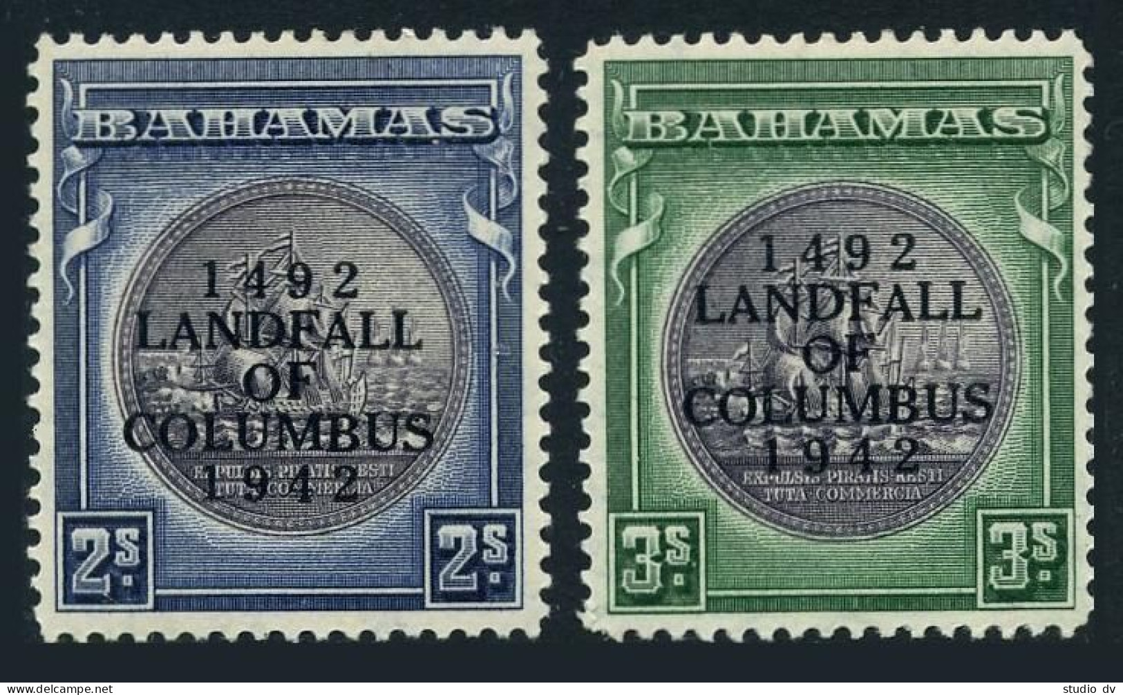 Bahamas 126-127,lightly Hinged.Michel 93-94. Seal Of Bahamas,ship.1492-COLUMBUS. - Bahamas (1973-...)