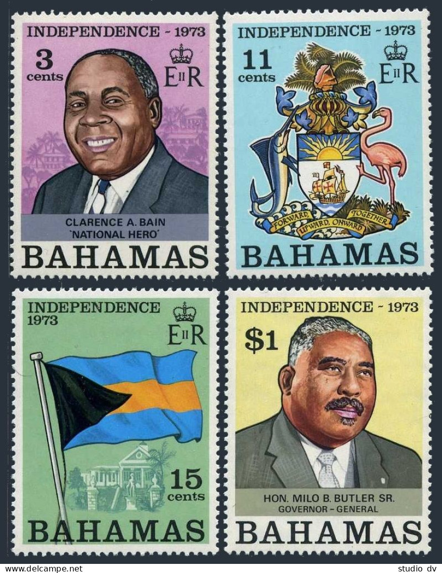 Bahamas 348-351, MNH. Michel 356-359. Independence 1973. Politics,Arms.Flamingo. - Bahama's (1973-...)
