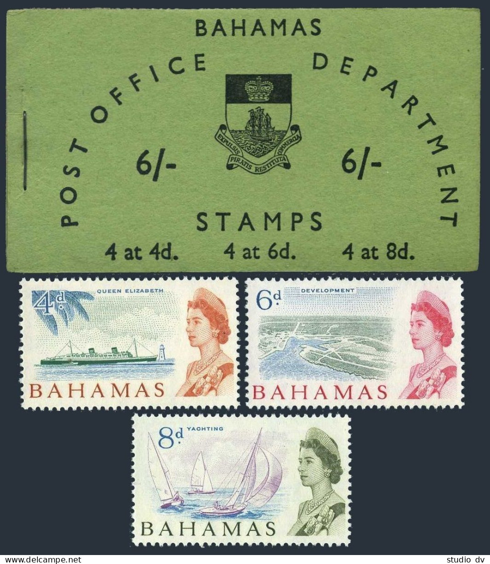 Bahamas 211a Booklet/6 Panes,MNH.Michel 214-216 HB. Sailing Ships,1965. - Bahama's (1973-...)