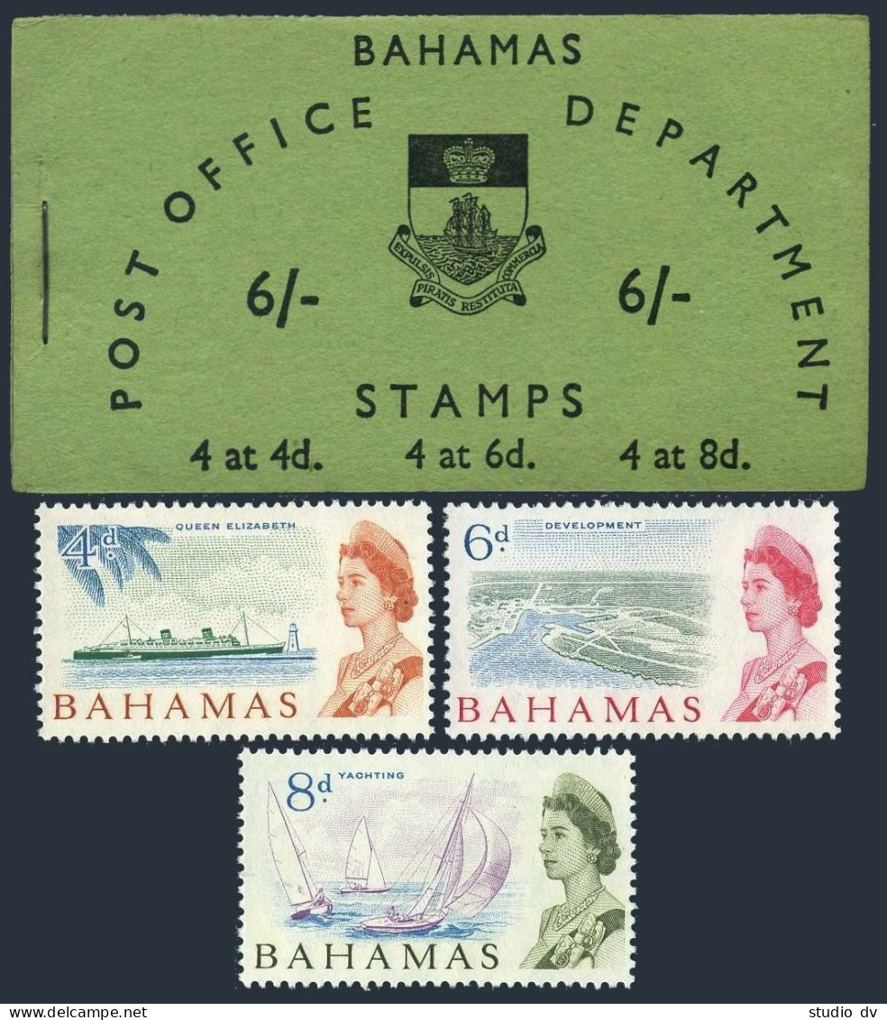 Bahamas 211a Booklet/6 Panes,MNH.Michel 214-216 HB. Sailing Ships,1965. - Bahamas (1973-...)