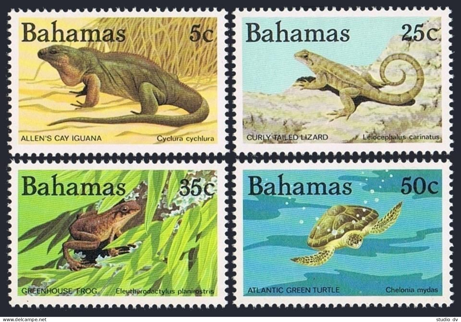 Bahamas 564-567,567a, MNH. Mi 575-578,Bl.43. 1984. Iguana, Lizard, Frog, Turtle. - Bahama's (1973-...)