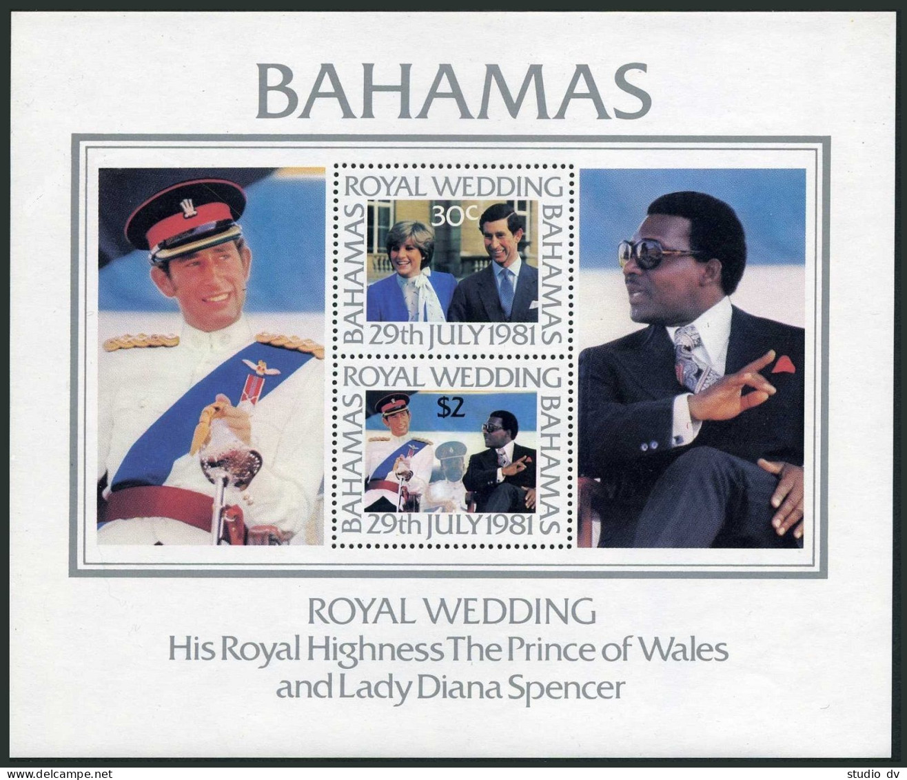 Bahamas 490-491 Gutter,491a,MNH.Michel 480-481,Bl.33. Prince Charles,Lady Diana. - Bahama's (1973-...)