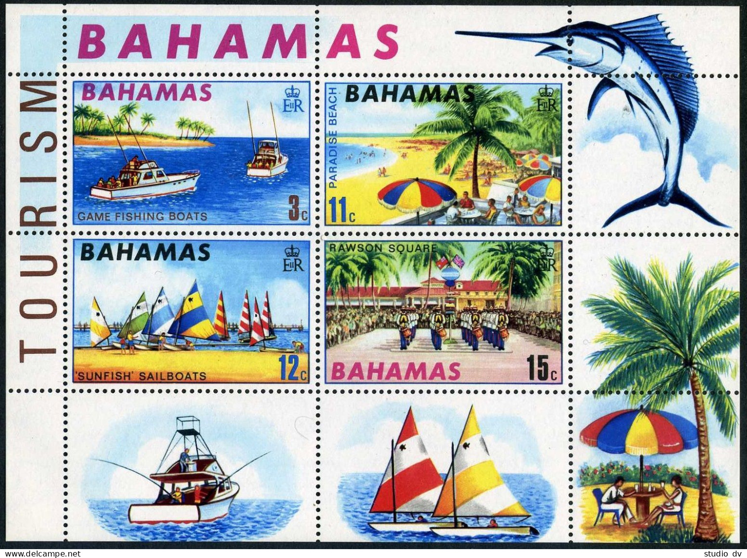 Bahamas 290-293,293a,MNH.Mi 295-298,Bl.1. Tourism 1969.Game Fishing,Yachting. - Bahamas (1973-...)