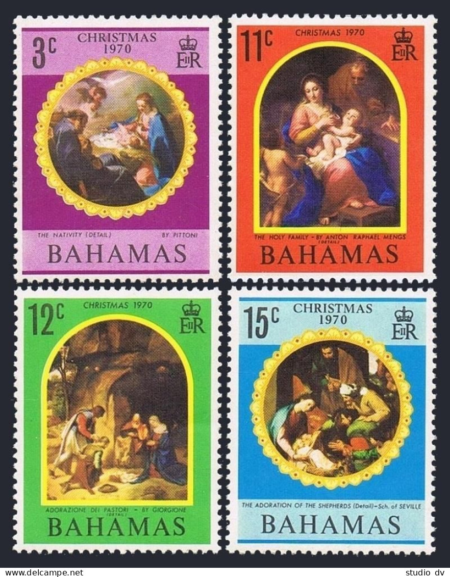 Bahamas 309-312, 312a, MNH. Mi 314-317,Bl.3. Christmas 1970. Pittoni, Giorgione, - Bahamas (1973-...)