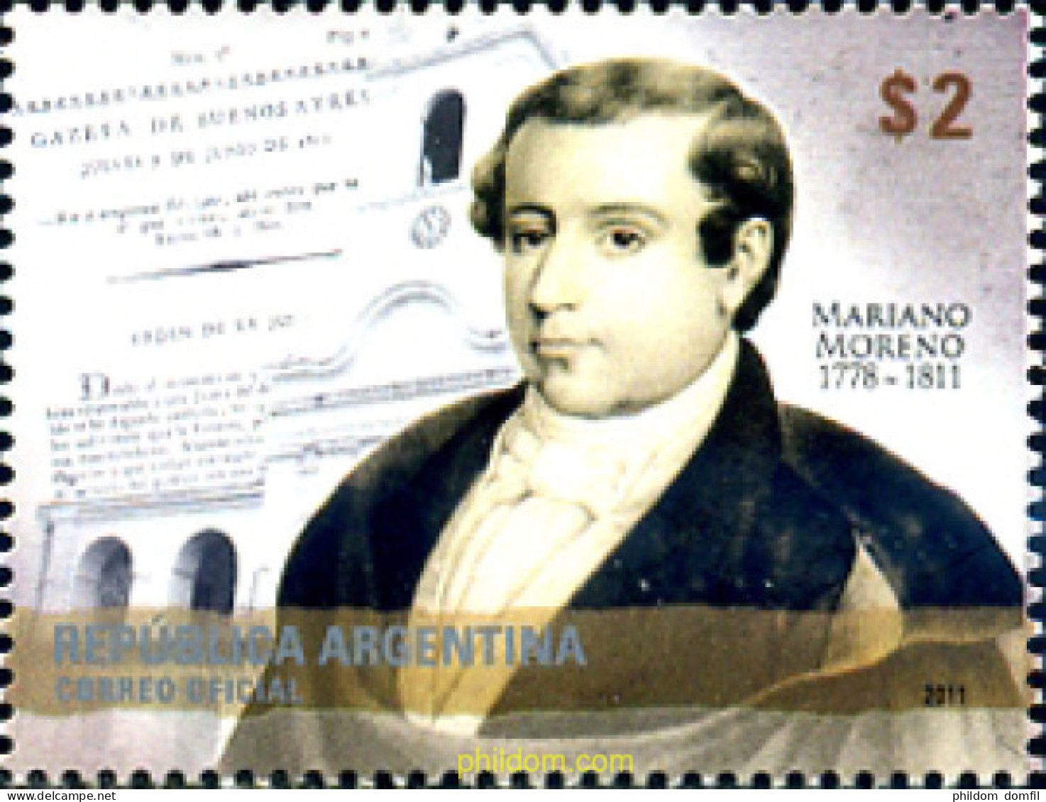 264787 MNH ARGENTINA 2011 PERSONAJE-MARIANO MORENO (1778-1811) - Nuovi