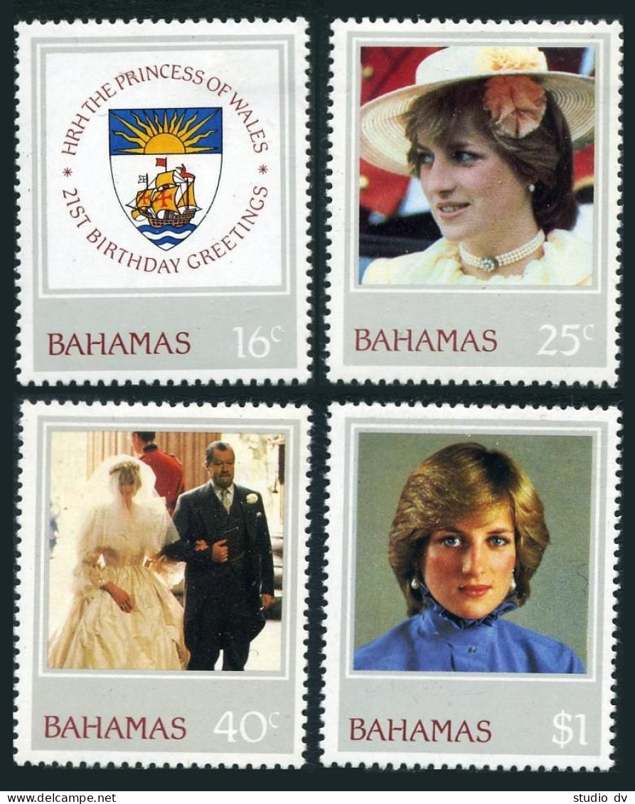 Bahamas 510-513,MNH.Michel 512-515. Princess Diana 21st Birthday,1982.Arms. - Bahama's (1973-...)