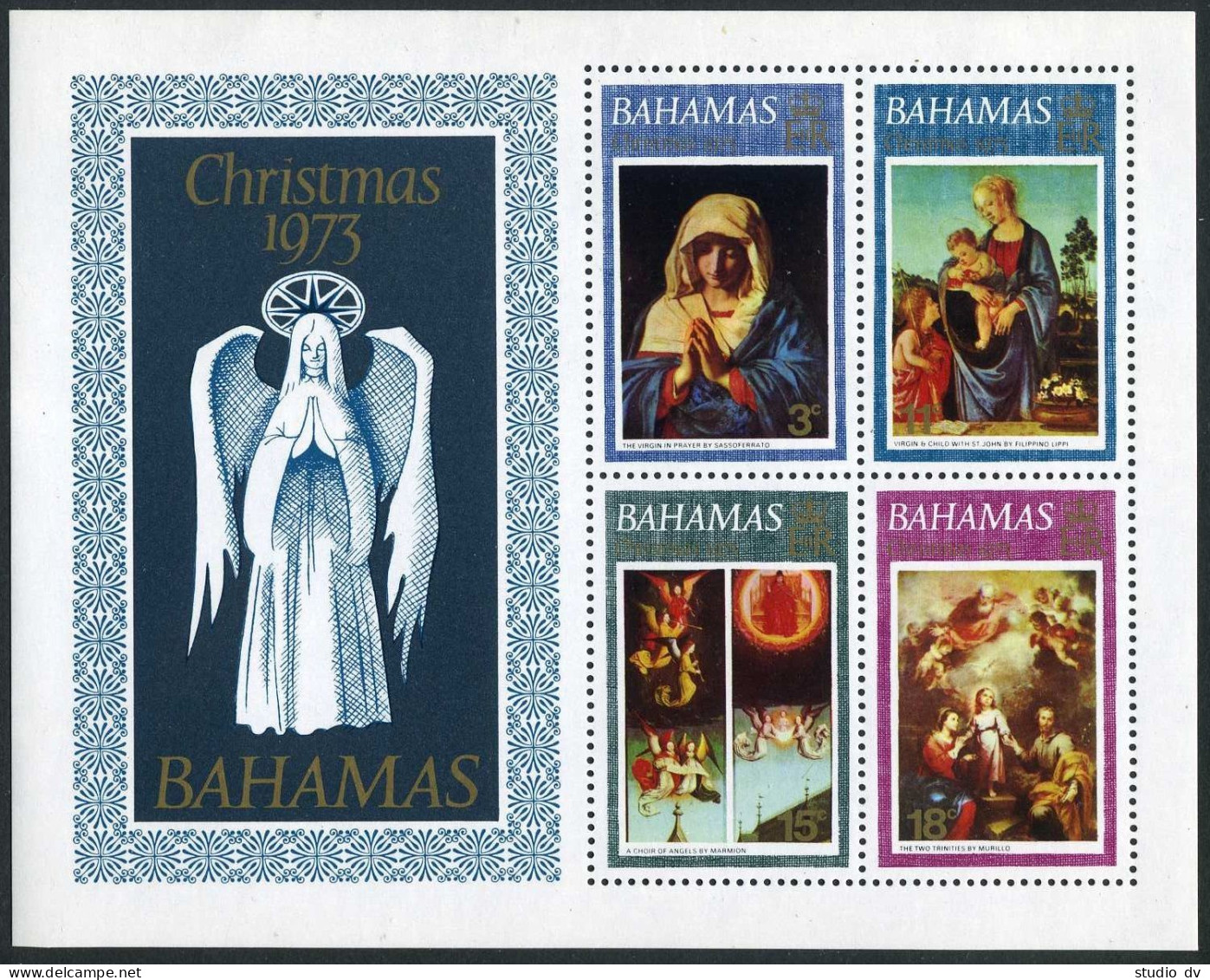 Bahamas 352-355,355a,MNH.Christmas 1973,Sassoferrato,Lippi,Marmoin,Murillo. - Bahamas (1973-...)