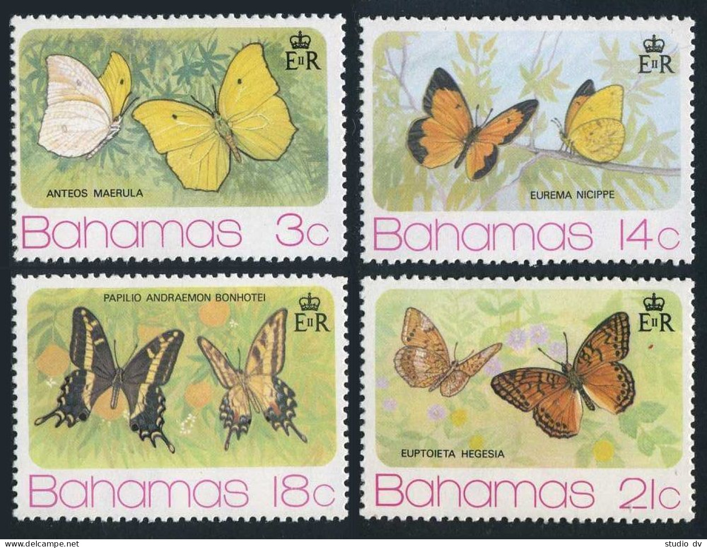 Bahamas 370-373,373a Sheet,MNH.Michel 378-381,Bl.13. Butterflies 1975. - Bahama's (1973-...)