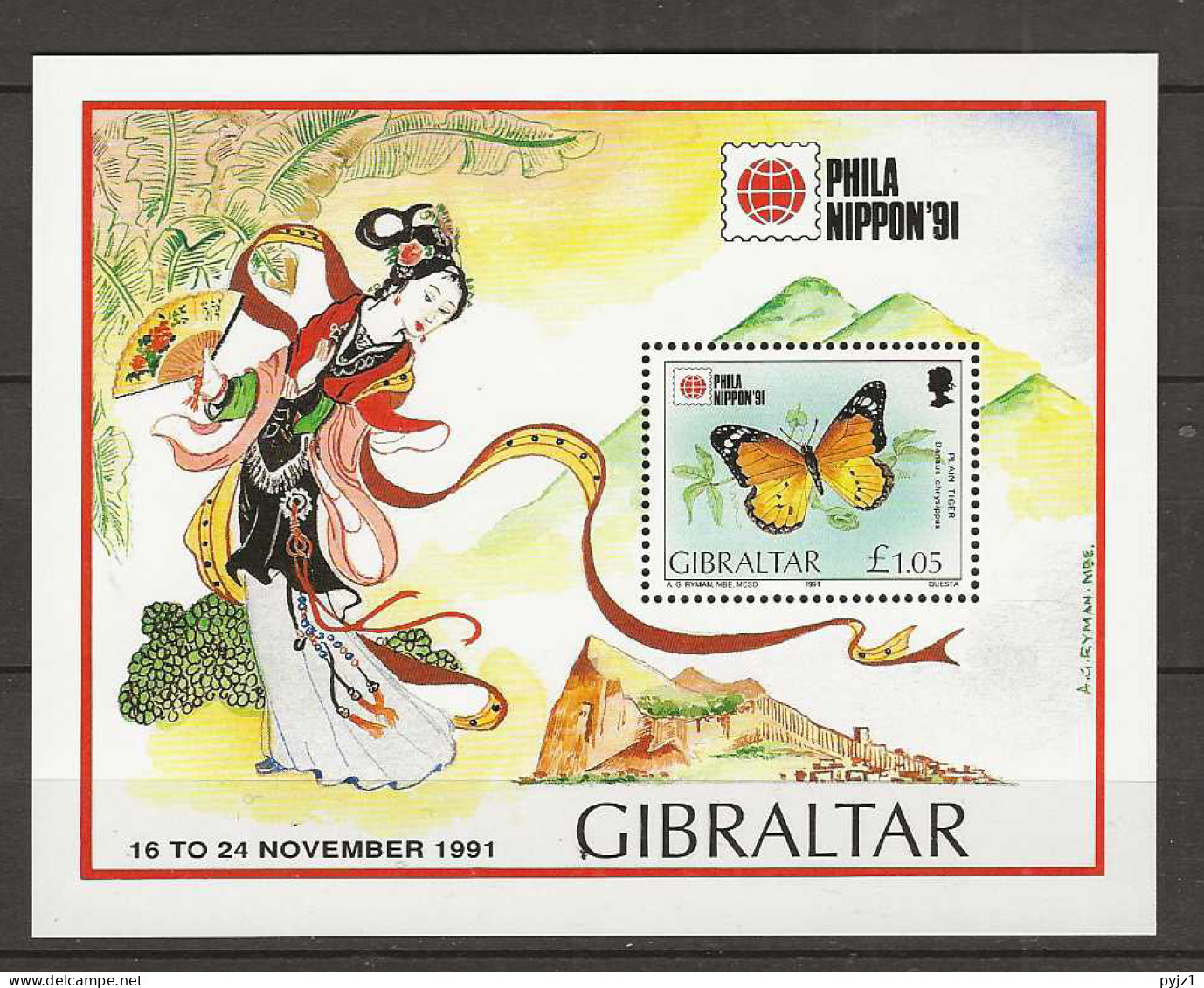 1991 MNH Gibraltar Mi Block 16 Postfris ** - Gibraltar