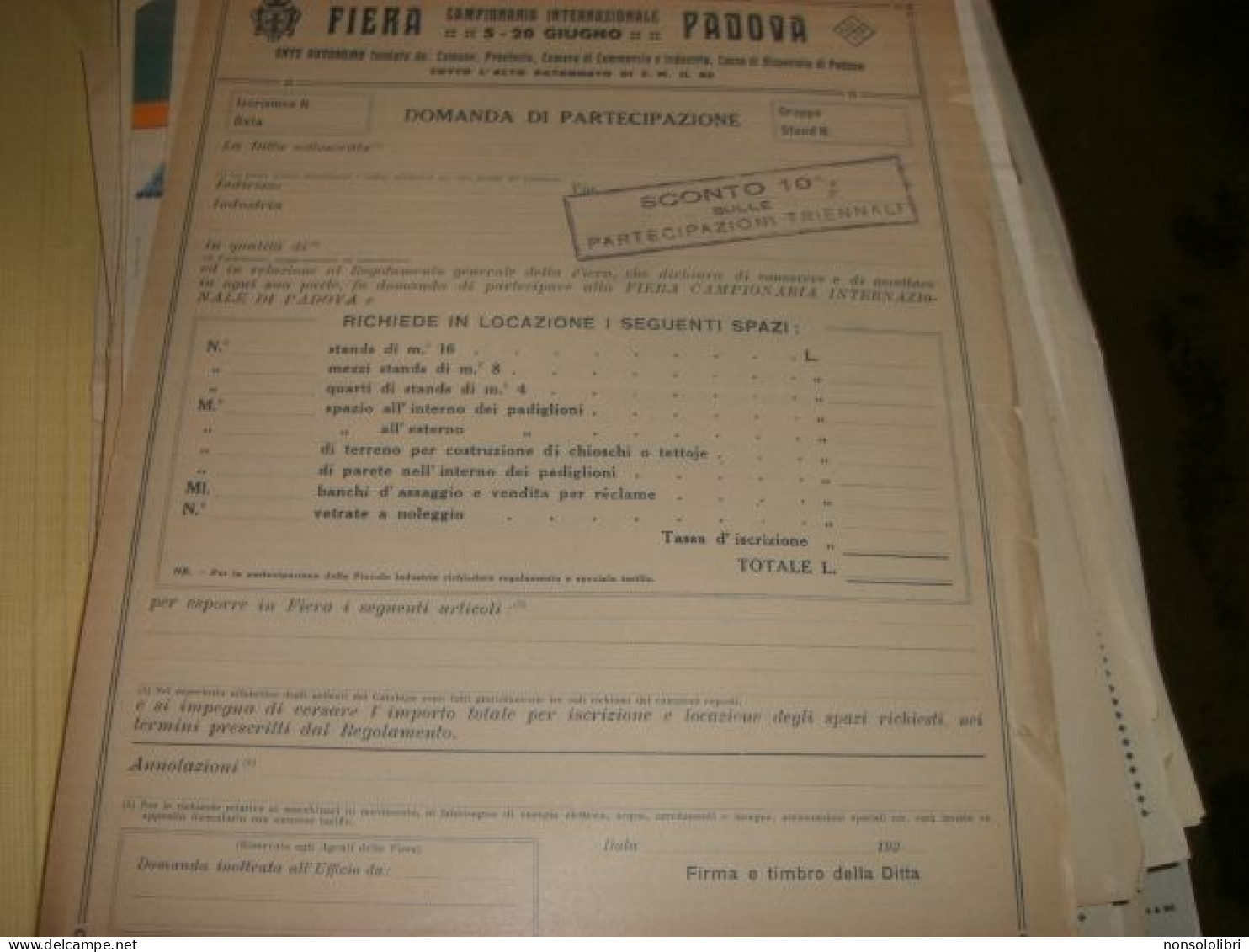 DOCUMENTO FIERA CAMPIONARIA INTERNAZIONALE DI PADOVA - Historische Dokumente