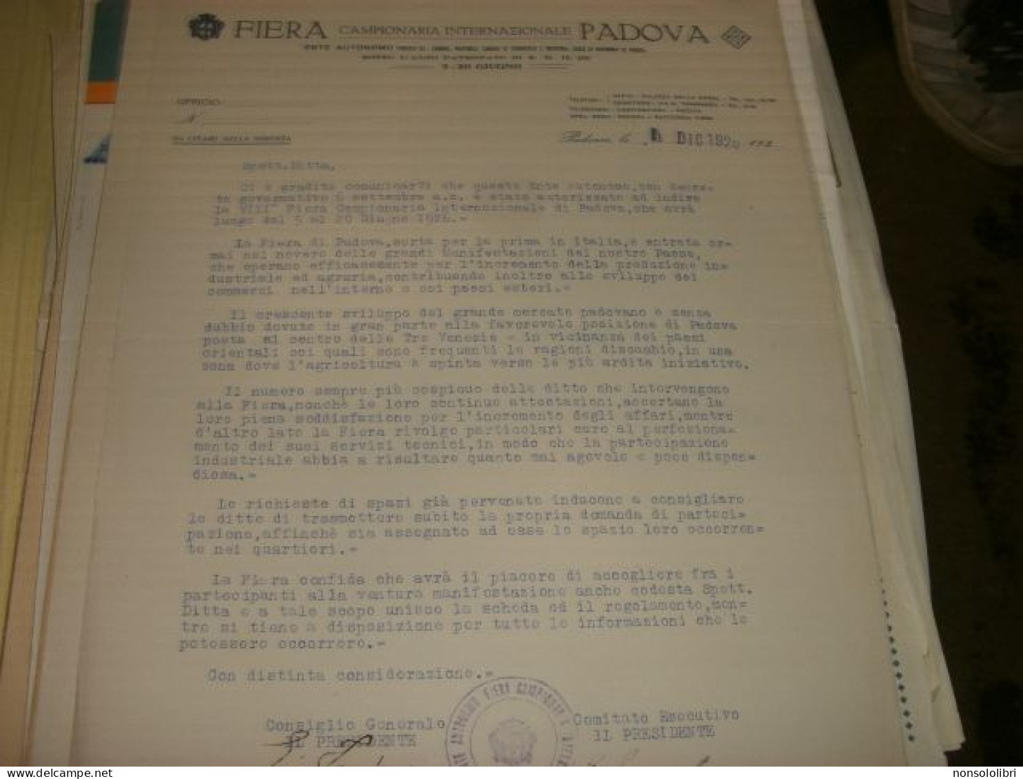 DOCUMENTO FIERA CAMPIONARIA INTERNAZIONALE DI PADOVA - Historical Documents