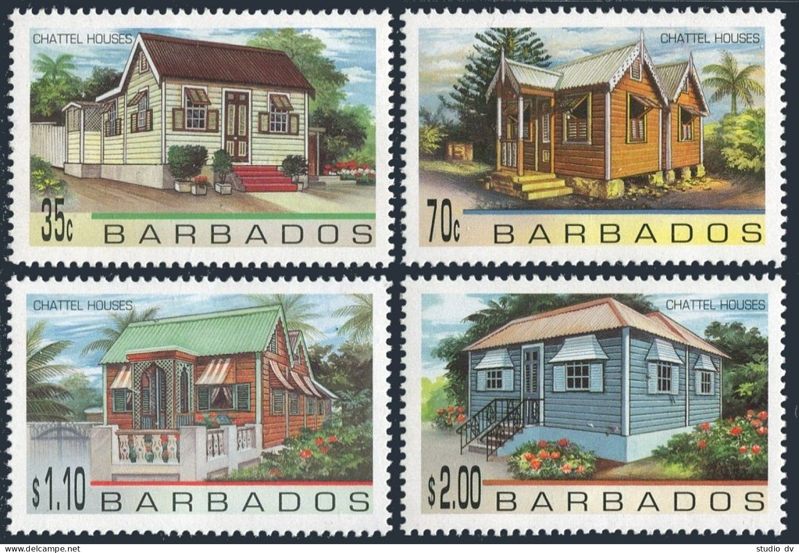 Barbados  922-925, MNH. Michel 902-905. Chattel Houses, 1996. - Barbados (1966-...)