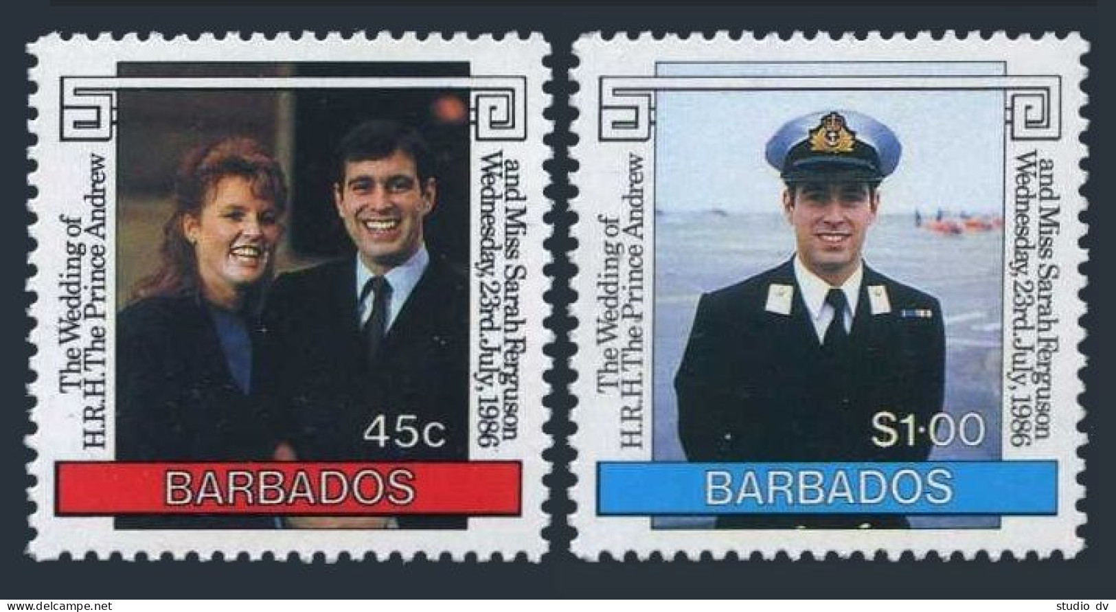 Barbados 687-688,MNH.Michel 660-661. Royal Wedding 1986.Prince Andrew,Sarah. - Barbades (1966-...)