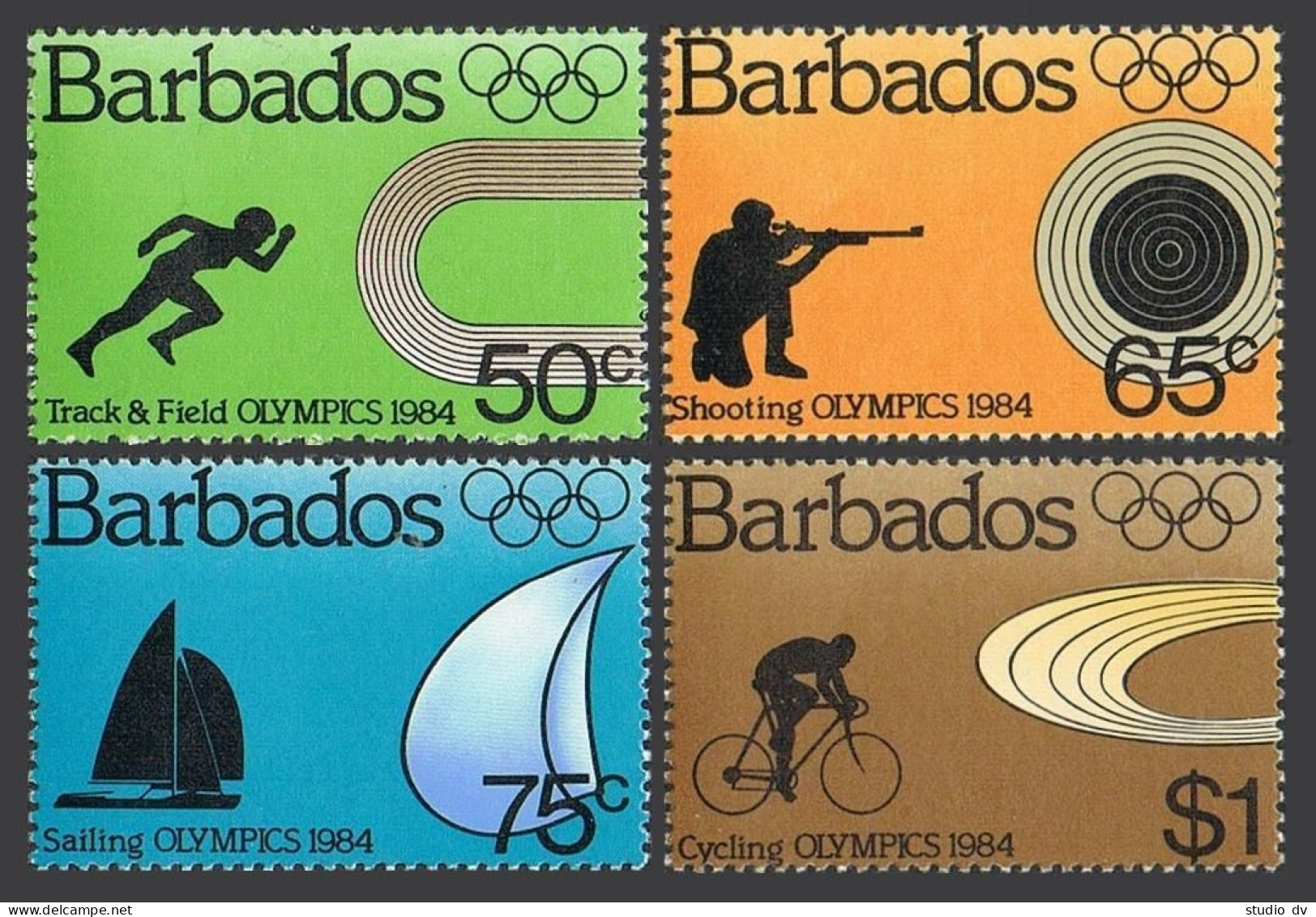 Barbados 623-626, MNH. Michel 600-603. Olympics Los Angeles-1984. Truck & Field, - Barbades (1966-...)