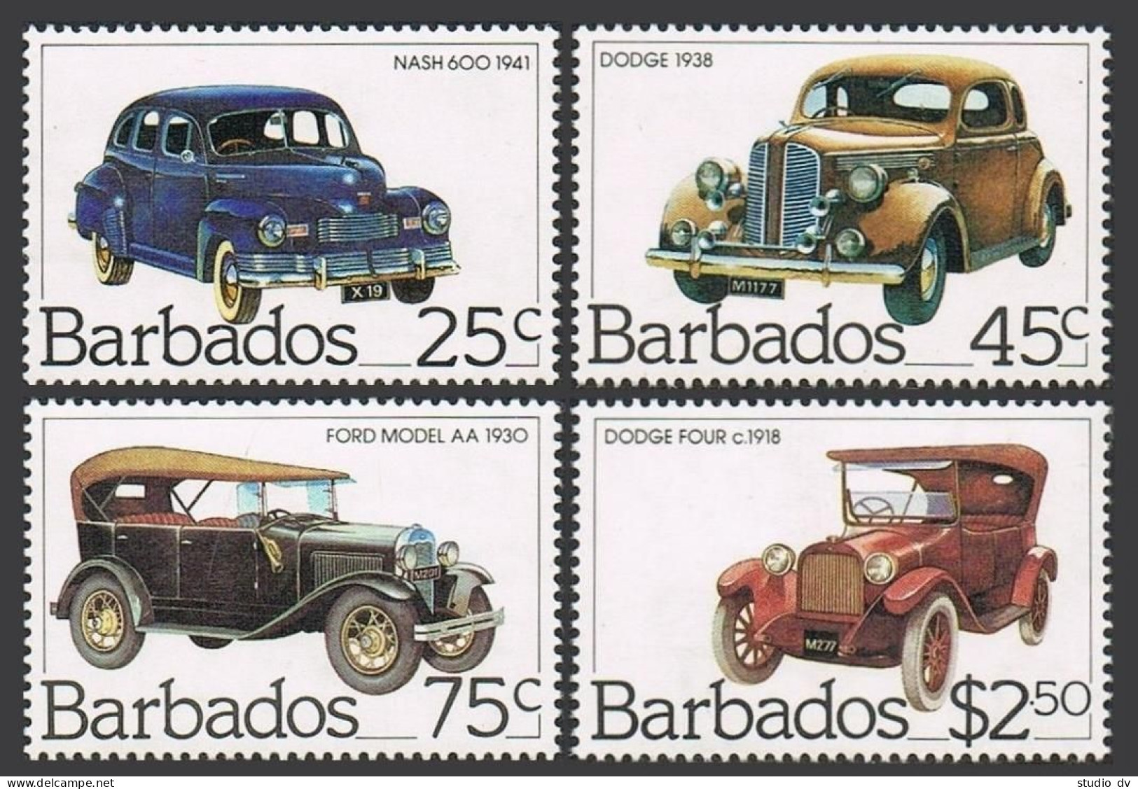 Barbados 610-613,MNH.Michel 587-590. Classics Automobiles,1983. Nash,Dodge,Ford. - Barbados (1966-...)