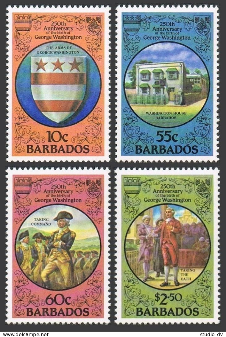 Barbados 594-597,MNH.Michel 571-574. George Washington,250th Birth Ann.1982. - Barbados (1966-...)