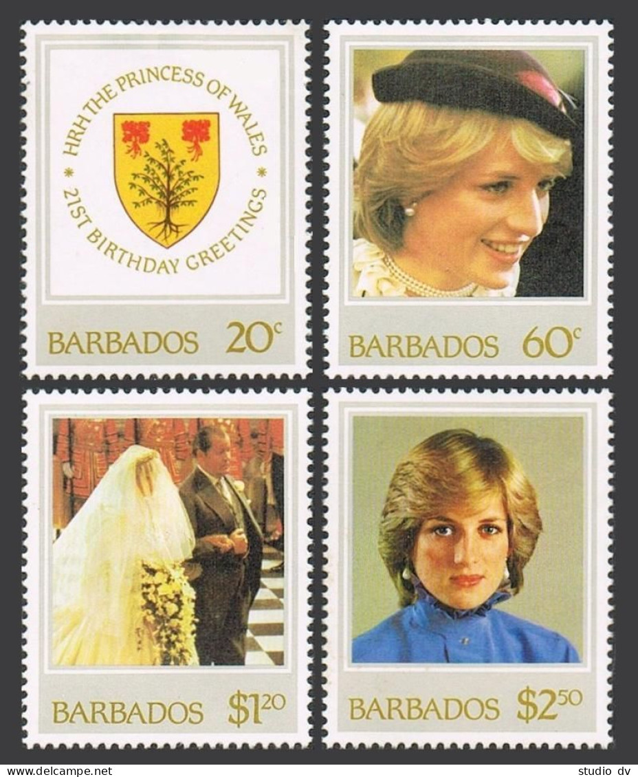 Barbados 585-588,MNH.Michel 562-565. Princess Diana 21st Birthday,1982.Portraits - Barbades (1966-...)