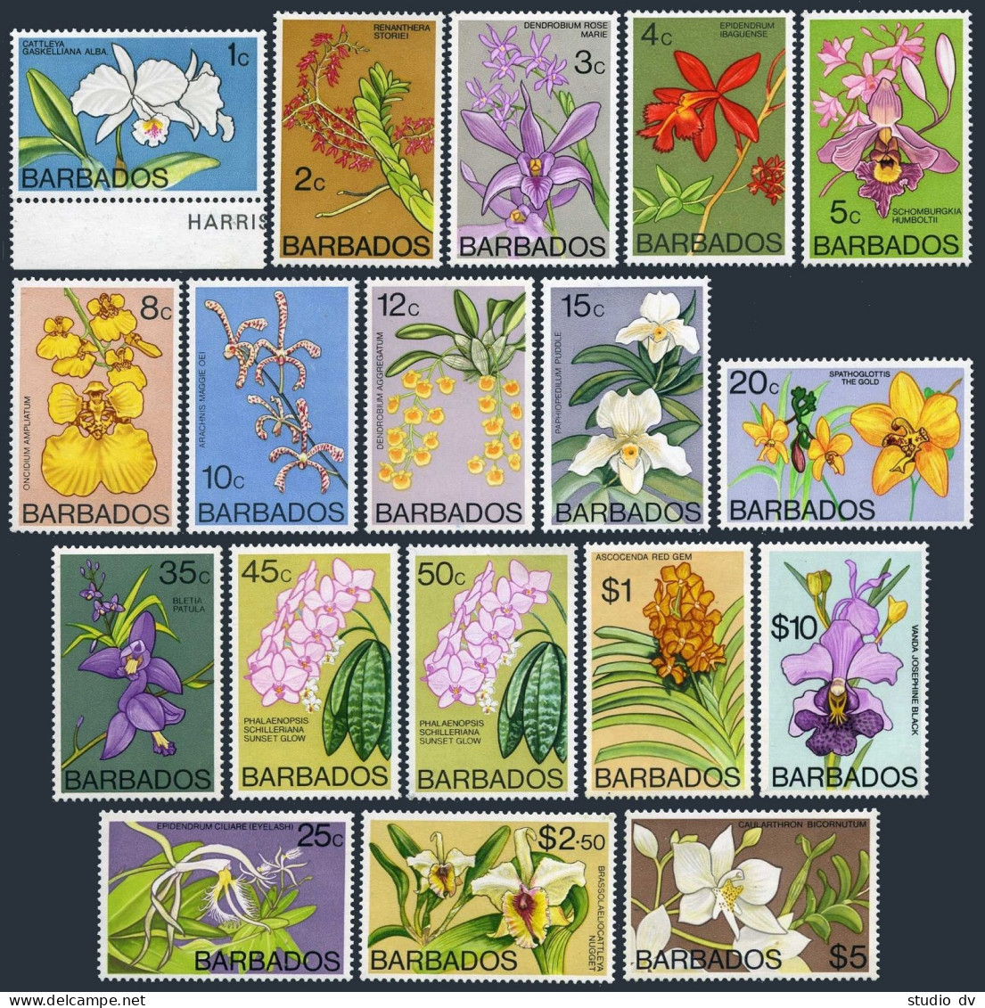 Barbados 396-411,404C,406B,MNH.Michel 365X-380X,420X-421X. Orchids 1974-1977. - Barbades (1966-...)