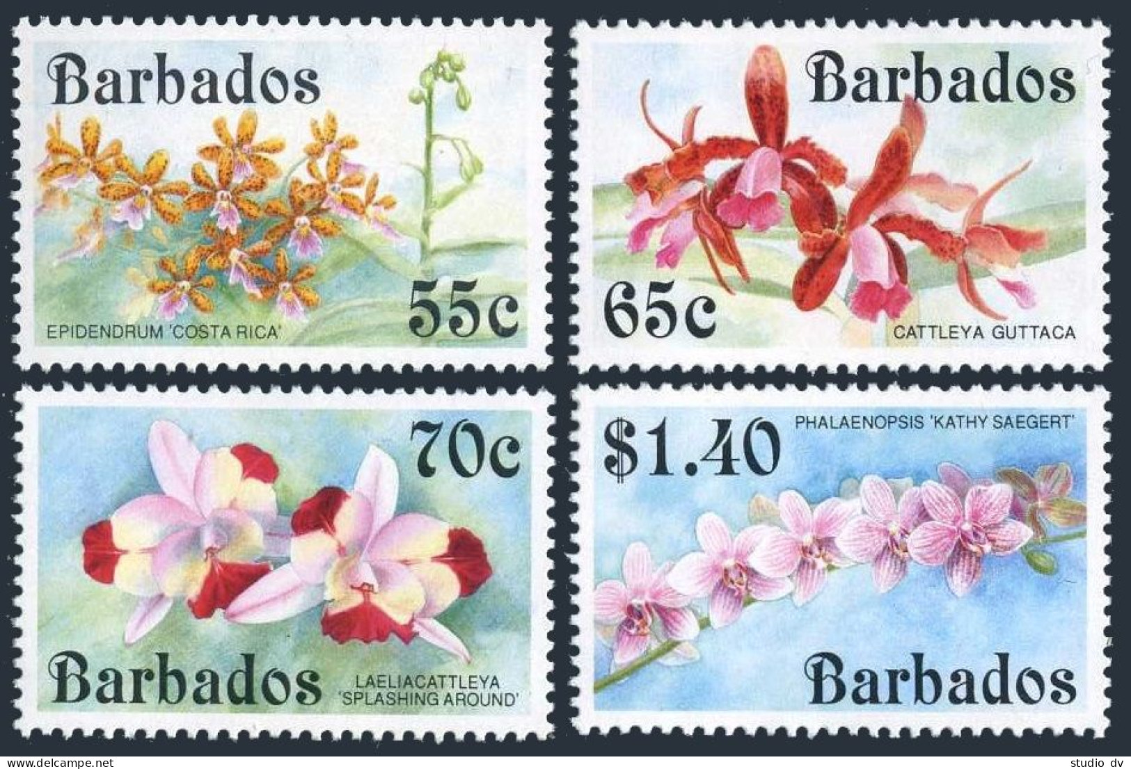 Barbados 826-829,MNH.Michel 803-806. Orchids 1992. - Barbades (1966-...)