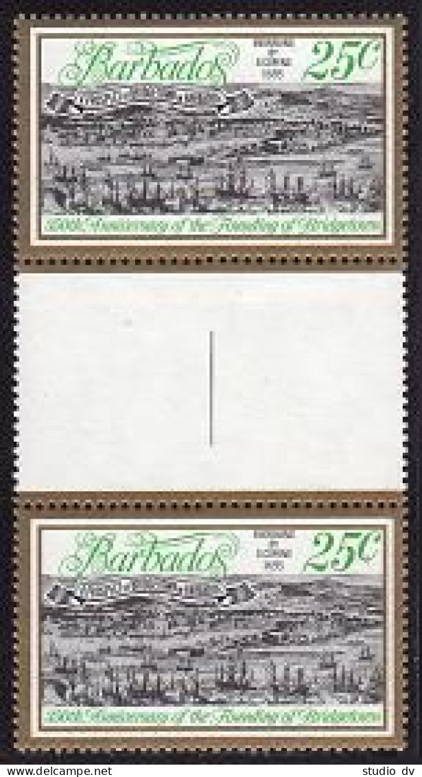 Barbados 470-473 Gutter, MNH. Bridgetown, 350th Ann. 1978. Map, Bridge, Ships. - Barbades (1966-...)