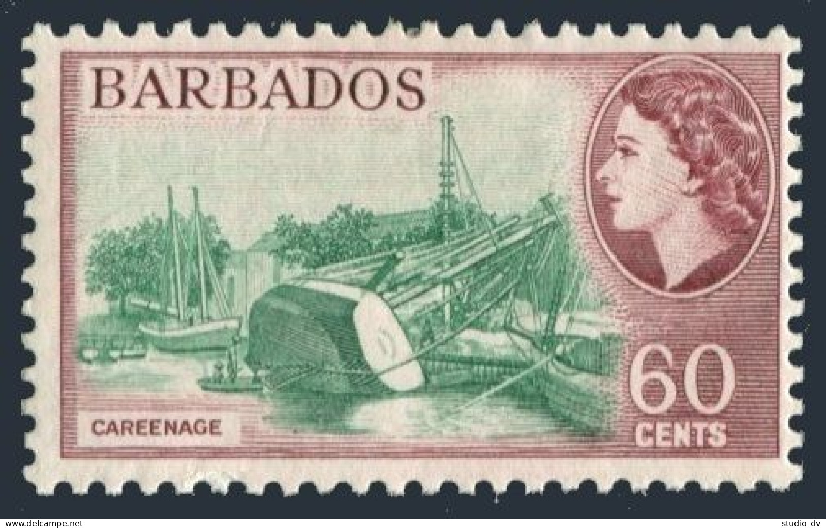 Barbados 263 Wmk.314,lightly Hinged.Michel 231. 1964.QE II,Careenage. - Barbados (1966-...)