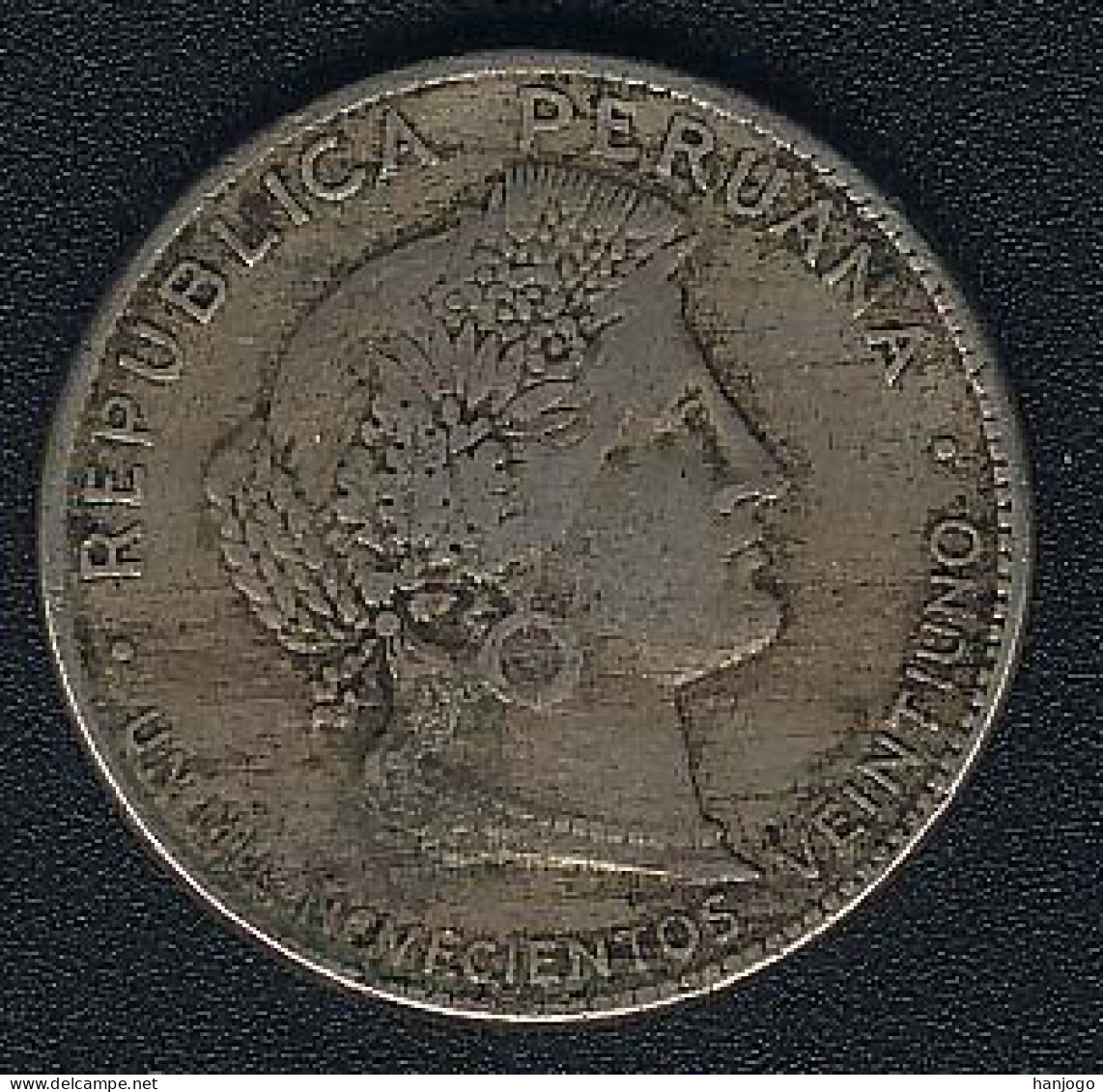 Peru, 20 Centavos 1921, KM 215.1 - Peru