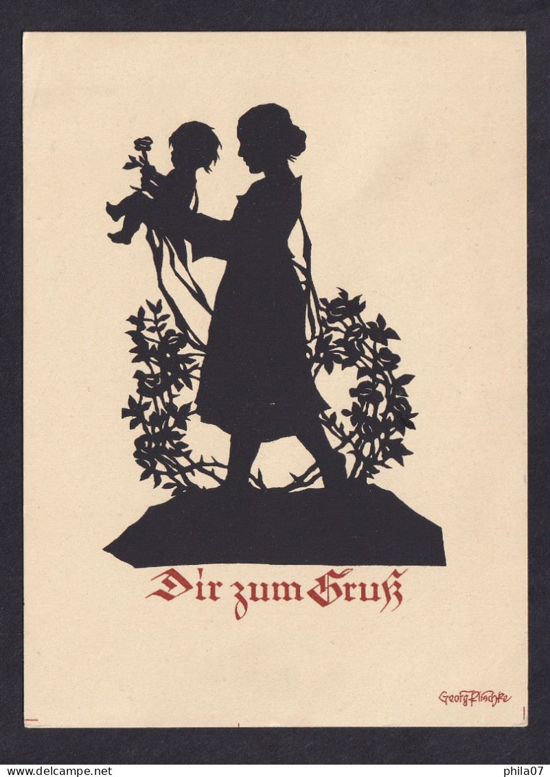 Georg Plischke - Dir Zum Sruk / Postcard Circulated, 2 Scans - Silhouette - Scissor-type