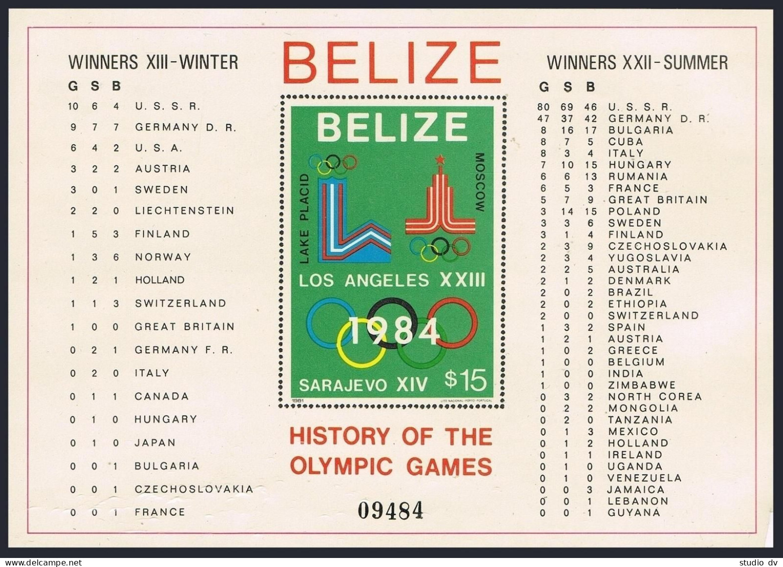 Belize 555-562,MNH. Olympics Lake Placid-1980, Moscow-1980. Pierre De Coubertin. - Belize (1973-...)