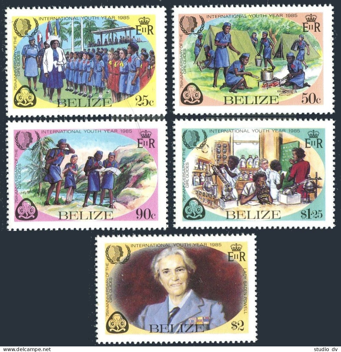 Belize 745-749,lightly Hinged. Girl Guides-75,IYY-1985.Lady Baden-Powell. - Belize (1973-...)