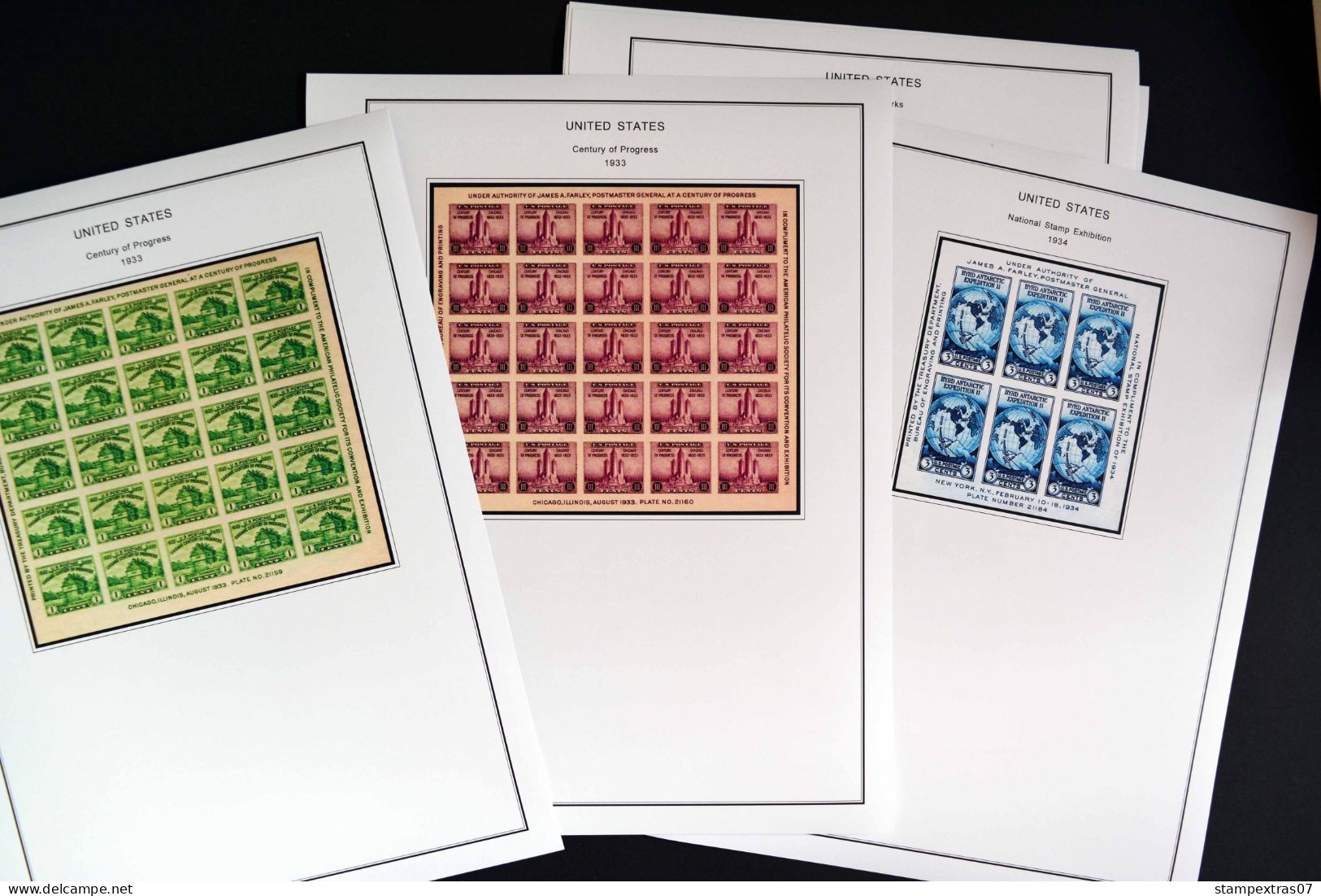 COLOR PRINTED USA 1920-1965 STAMP ALBUM PAGES (66 illustrated pages) >> FEUILLES ALBUM
