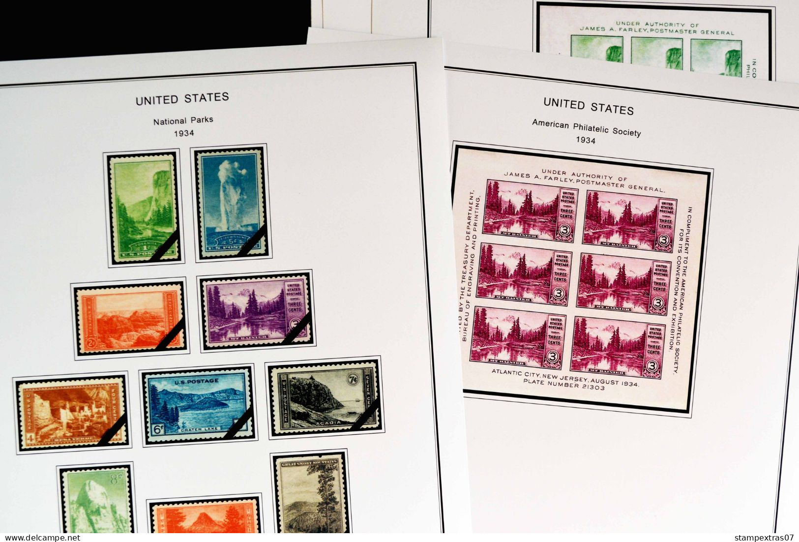COLOR PRINTED USA 1920-1965 STAMP ALBUM PAGES (66 illustrated pages) >> FEUILLES ALBUM