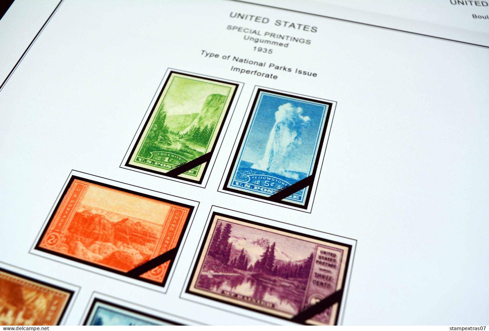 COLOR PRINTED USA 1920-1965 STAMP ALBUM PAGES (66 illustrated pages) >> FEUILLES ALBUM