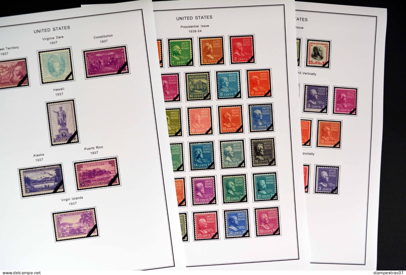 COLOR PRINTED USA 1920-1965 STAMP ALBUM PAGES (66 illustrated pages) >> FEUILLES ALBUM