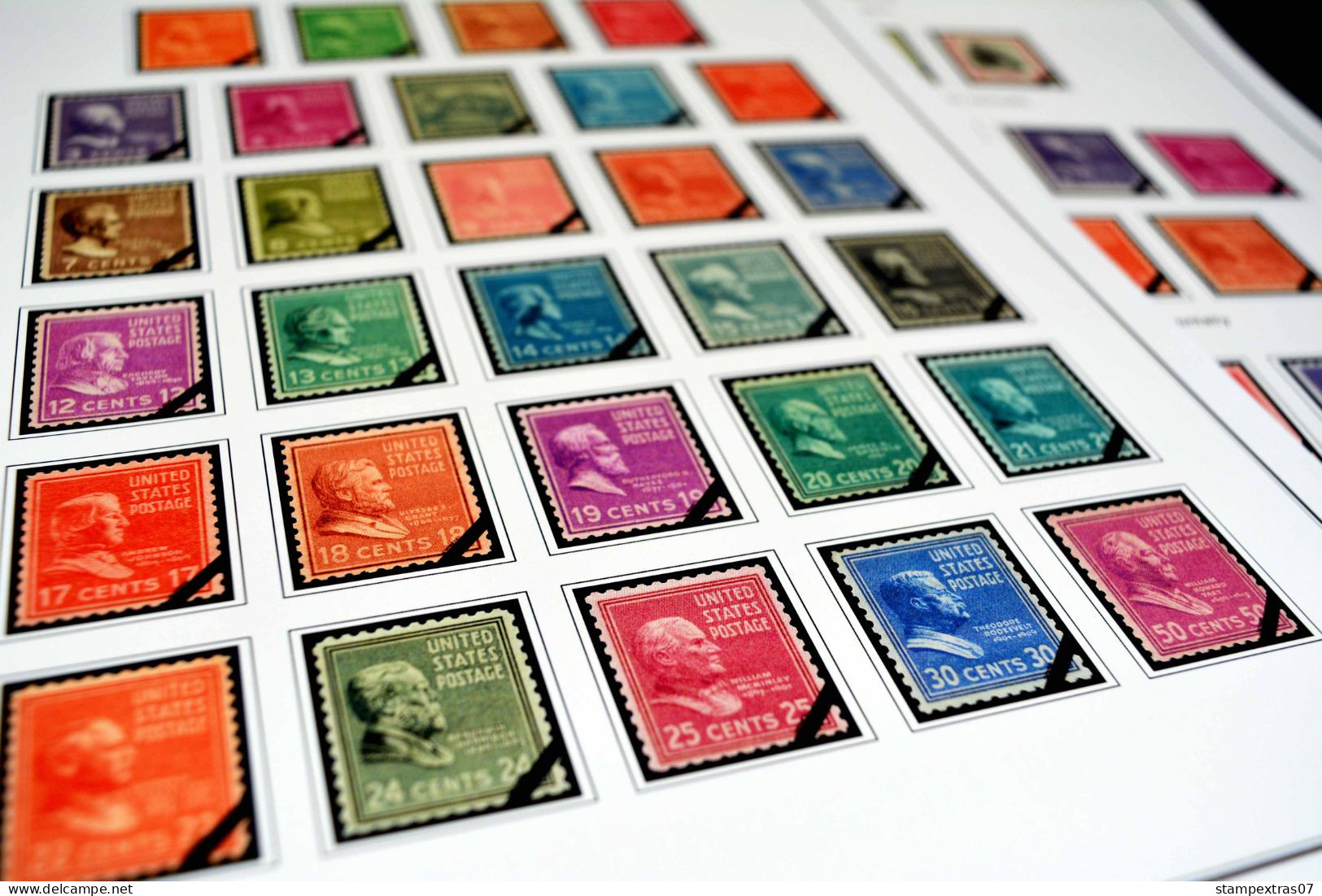 COLOR PRINTED USA 1920-1965 STAMP ALBUM PAGES (66 illustrated pages) >> FEUILLES ALBUM