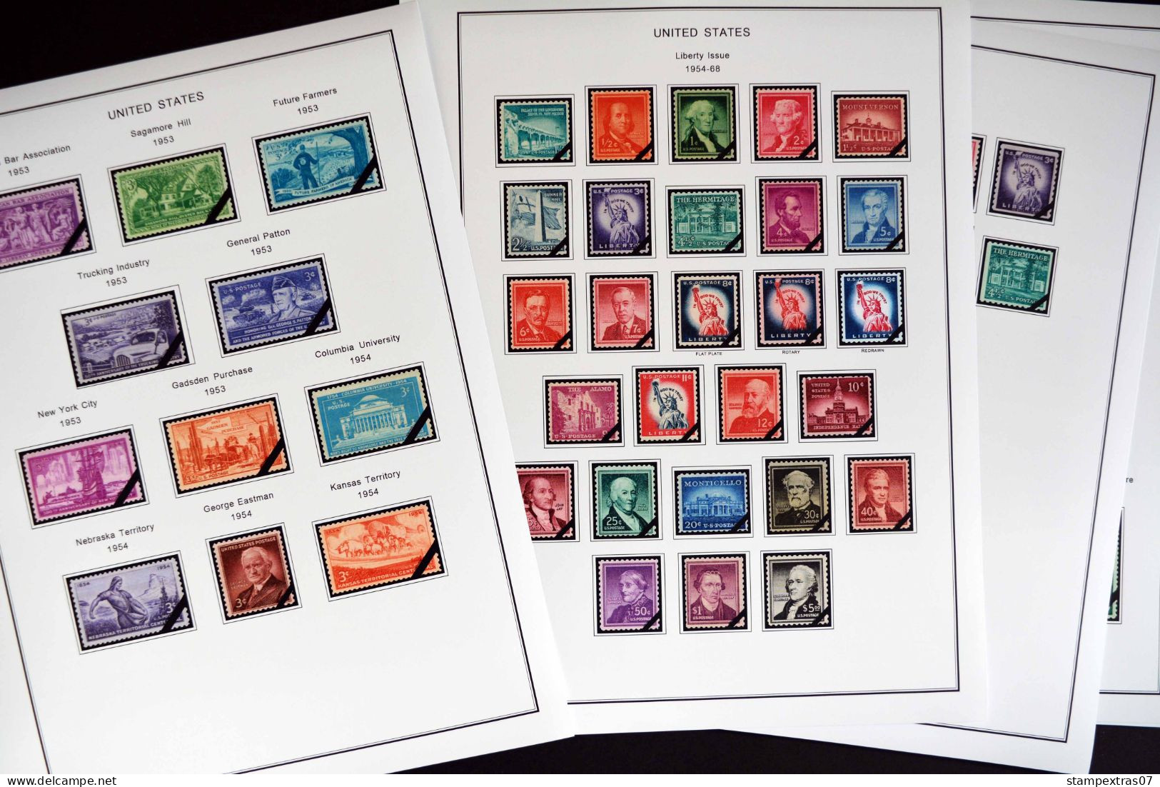 COLOR PRINTED USA 1920-1965 STAMP ALBUM PAGES (66 illustrated pages) >> FEUILLES ALBUM