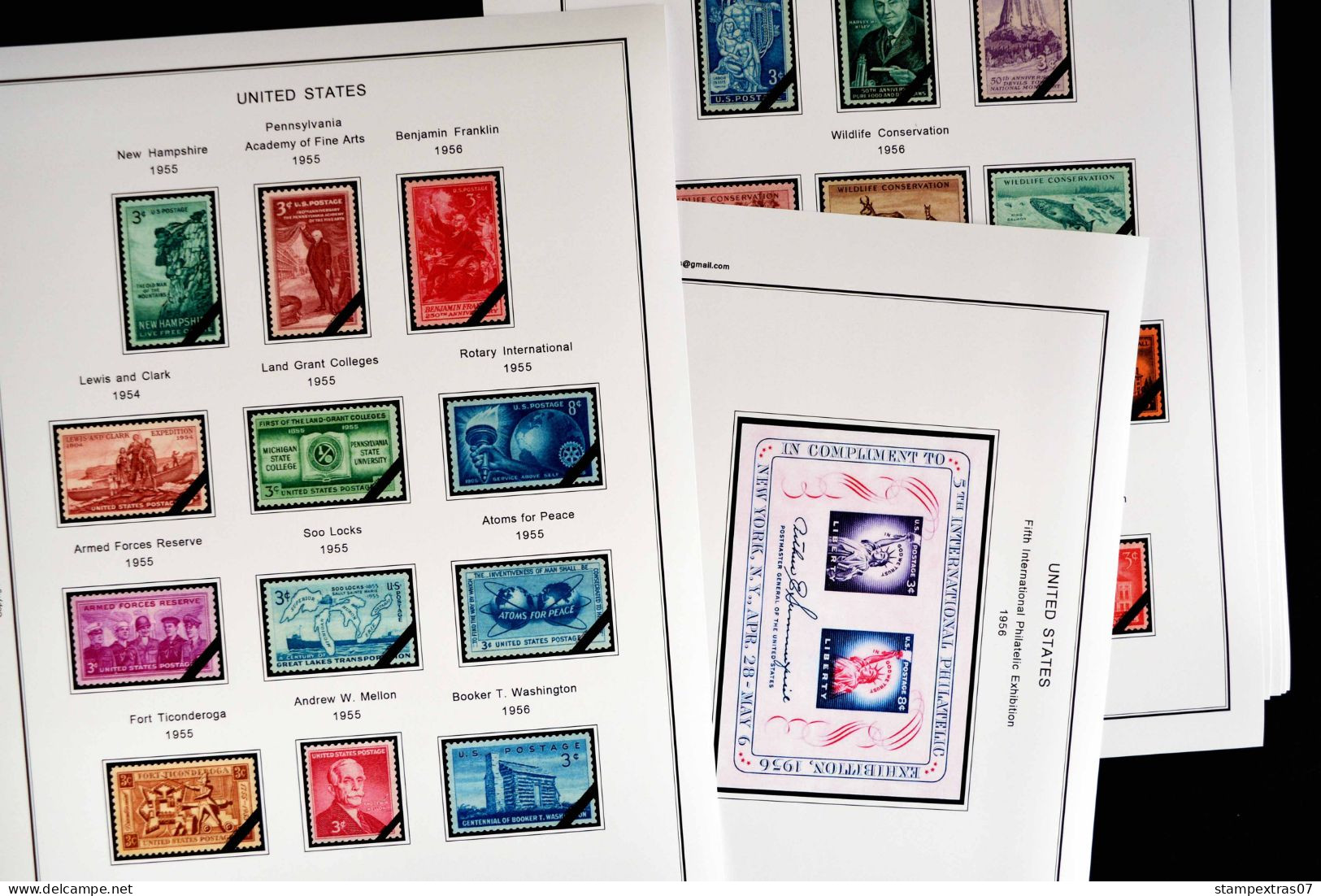 COLOR PRINTED USA 1920-1965 STAMP ALBUM PAGES (66 illustrated pages) >> FEUILLES ALBUM