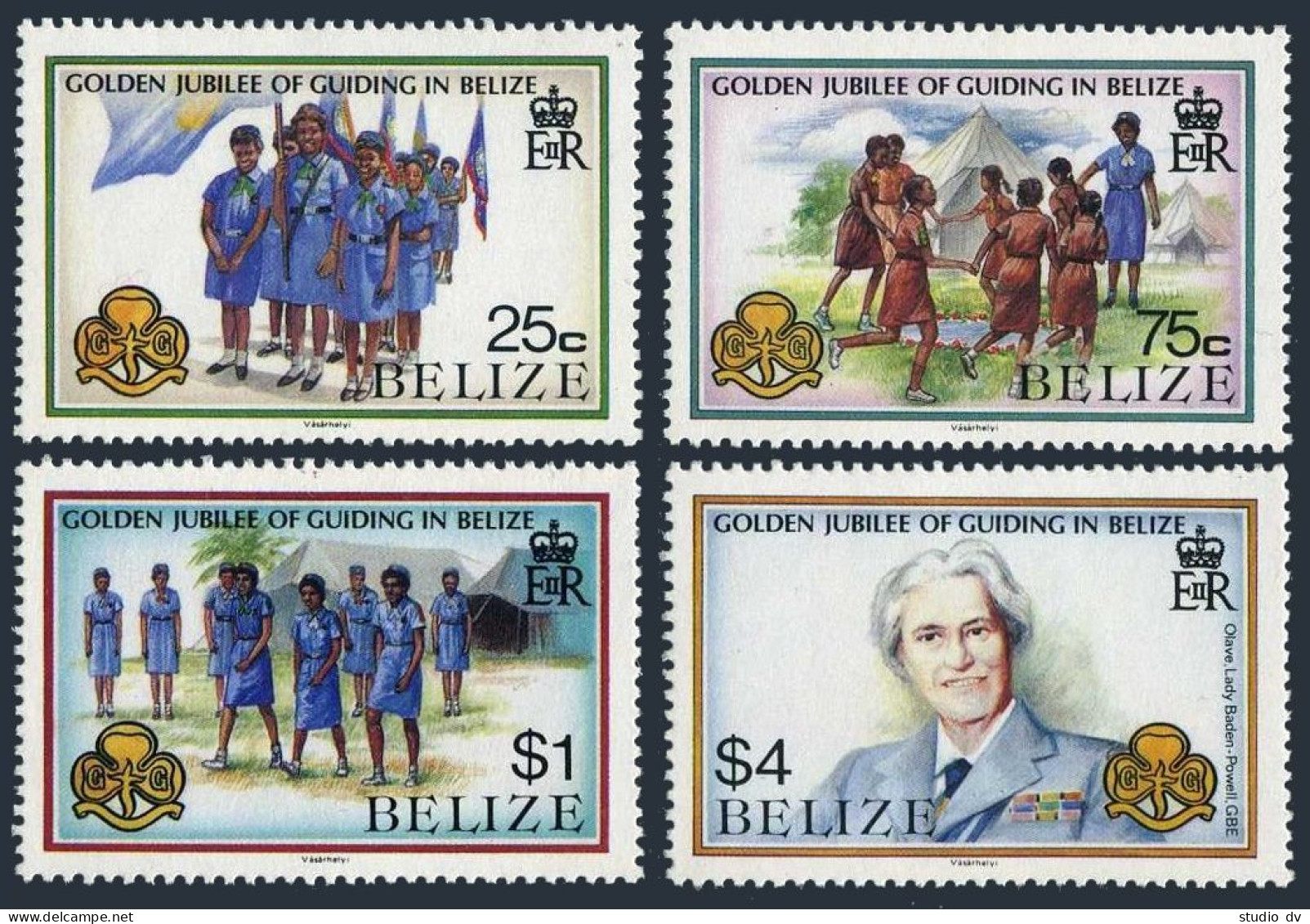 Belize 873-876,MNH.Michel 964-967. Girl Guides Movement,1987.Lady Baden-Powell. - Belize (1973-...)