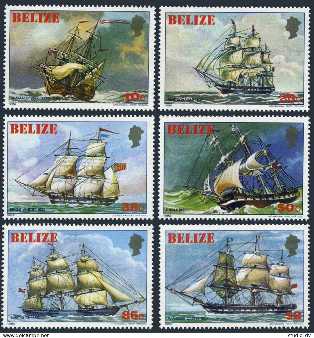 Belize 609-614, 615 Sheet, MNH. Mi 625-630,Bl.48. 19th Cent.sailing Ship, 1982. - Belize (1973-...)