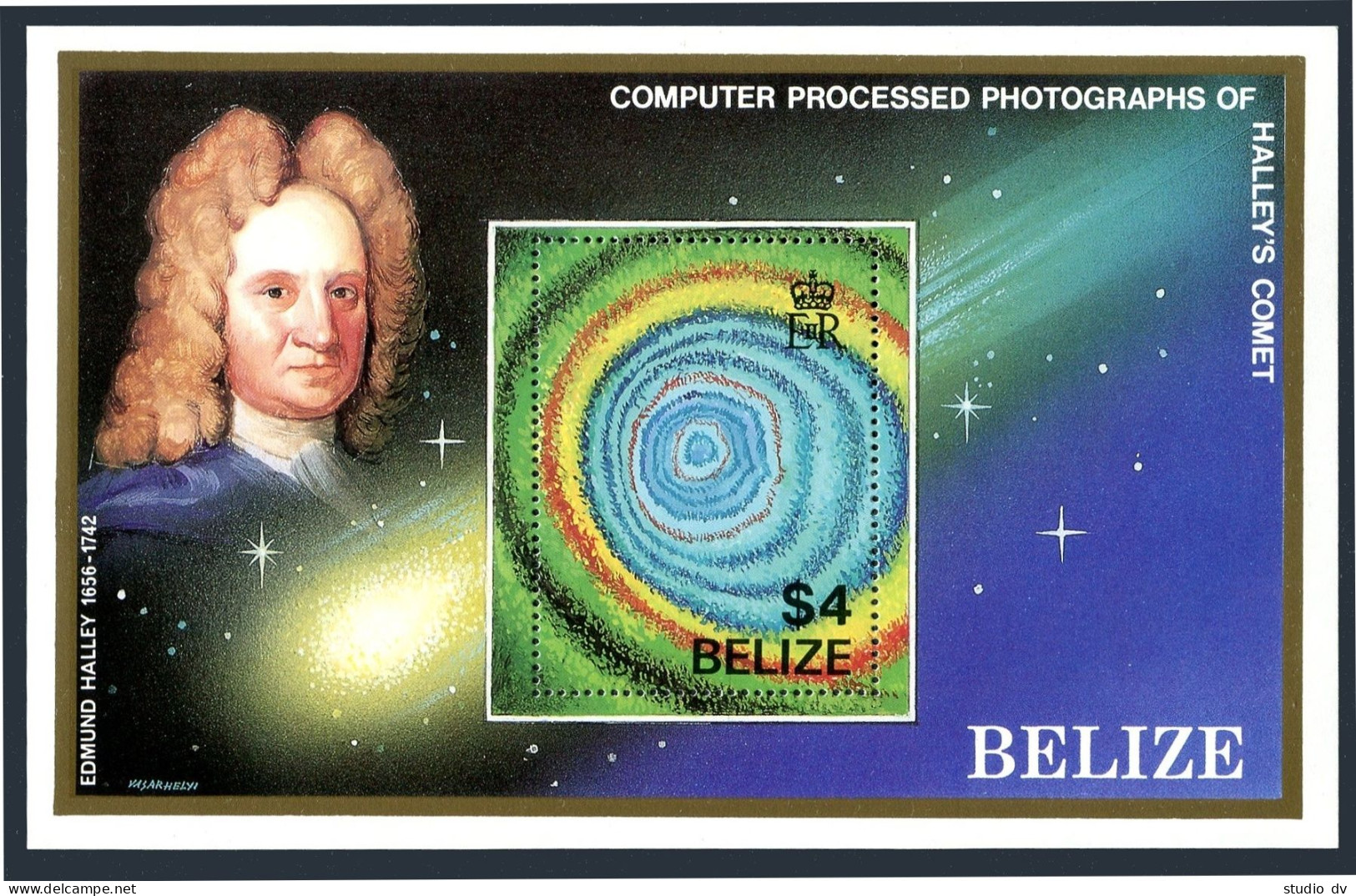 Belize 814,MNH.Michel 879 Bl.79. Halley's Comet,1986.Computer Graphics. - Belize (1973-...)