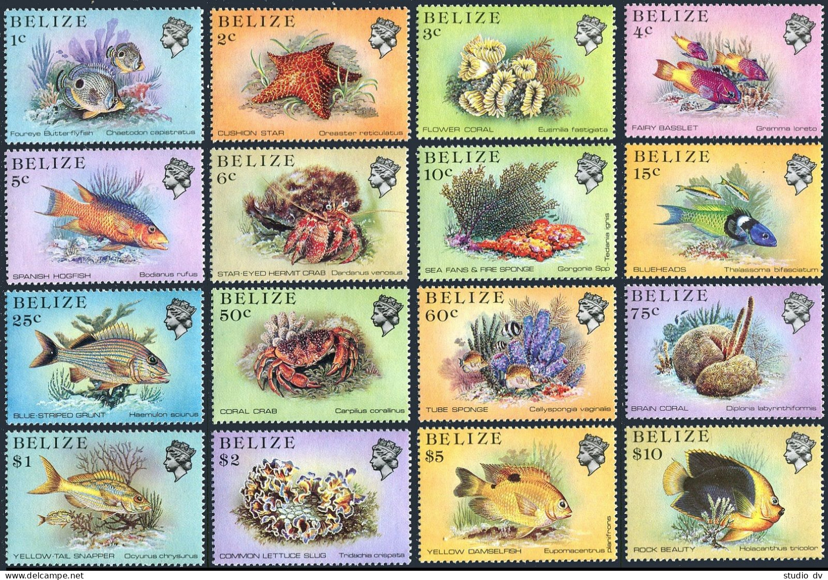 Belize 699-714 Perf.15,705a-711a Perf.13.5,MNH. Marine Life 1984-88.Fish,Corals. - Belize (1973-...)