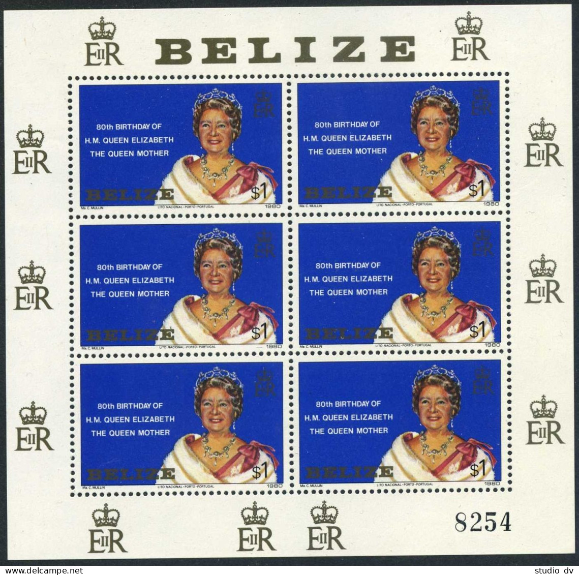 Belize 523 Sheet,MNH.Michel 530 Bl.26. Queen Mother,80th Birthday,1980. - Belize (1973-...)
