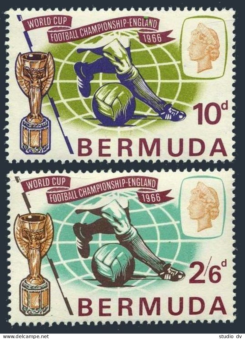 Bermuda 205-206, Hinged. Michel 194-195. World Soccer Cup England-1966. - Bermudes